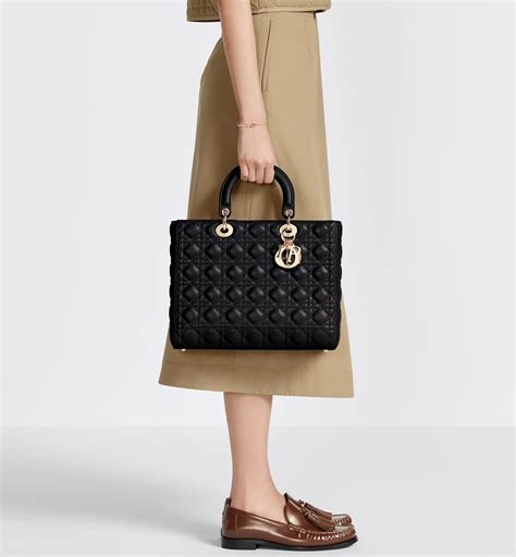 large lady dior bag black